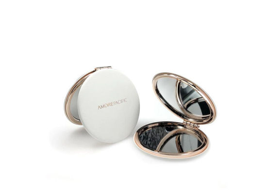 Espejo grabado plegable el 1cm del bolsillo de Rose Gold Metal Compact Mirror densamente