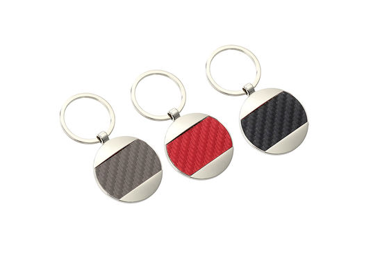 Tenedor dominante de cuero de la fibra de carbono del negro de cuero rojo de los llaveros 5m m Pantone