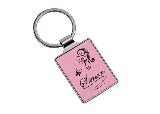 Buen precio Llave 4m m rosada Ring Advertising de Logo Leather Key Chains 55m m del grabado del laser en línea