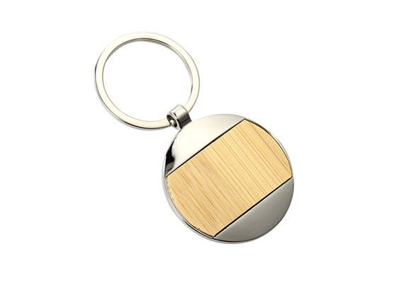 Grabado de bambú del laser de los llaveros de Ring Holder Iron Promotional Metal de la llave del níquel metal