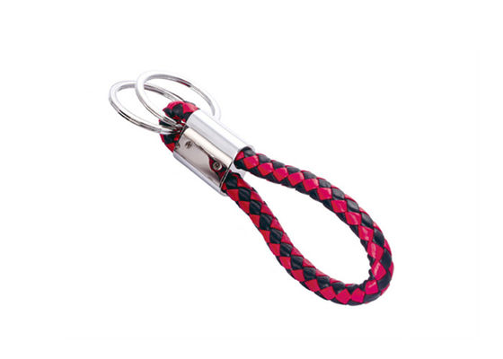 Buen precio La PU de cuero linda de los llaveros 10m m del regalo rojo trenzó los ornamentos del coche de la cuerda en línea