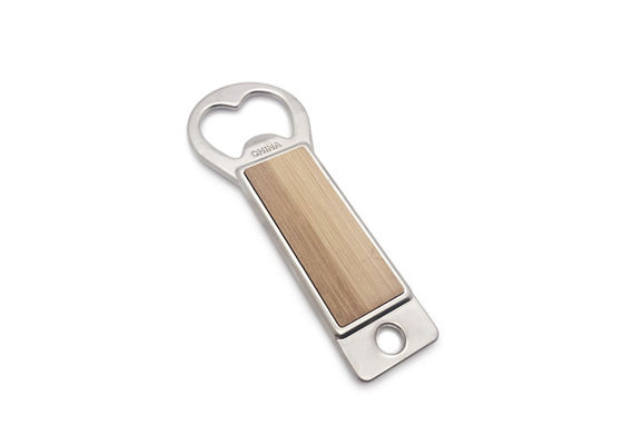 Buen precio Logotipo que cubre con una cúpula de epoxy de madera de cadena dominante personalizado del abrebotellas del metal del rectángulo en línea