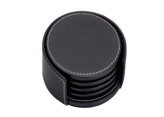 Buen precio los prácticos de costa de cuero redondos de 10x los 4cm modificaron los prácticos de costa de la bebida para requisitos particulares del negro de la taza en línea