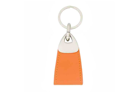 Buen precio Llaveros anaranjados del cuero de la PU del color que cosen el tenedor dominante de encargo personalizado en línea